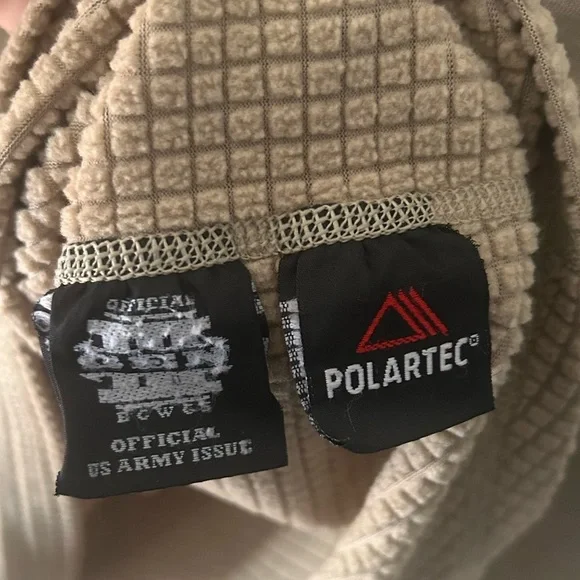 POLARTEC Fleece Desert Tan Quarter Zip Long Sleeve Collared Pullover Size Small - Picture 5 of 10